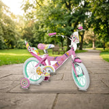 Bicicleta Toimsa 14" Unicornio Mágico 14219 - con ruedines y cesta en el parque