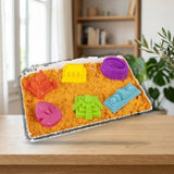 Toy Planet Arena Mágica Glitter Set 1 Kg + Bandeja (8031G) sobre una mesa de madera