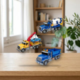 Camión de Obras Toy Planet a Fricción - Modelo Aleatorio sobre una mesa de madera