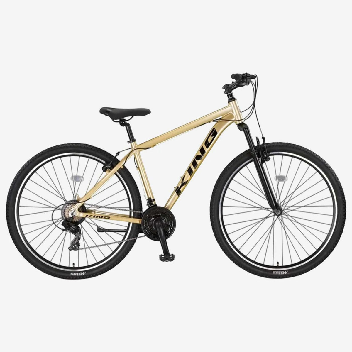 Bicicleta de montaña UMIT King 29 pulgadas de aluminio color oro con cambio Shimano 21 velocidades