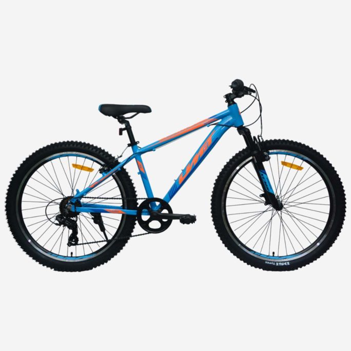 Bicicleta de montaña UMIT 4Motion 26 pulgadas azul y naranja de aluminio con cambio Shimano y suspensión