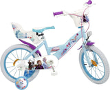 Bicicleta infantil Toimsa 16'' Frozen II Disney (16694) azul con cesta delantera y portamuñecos