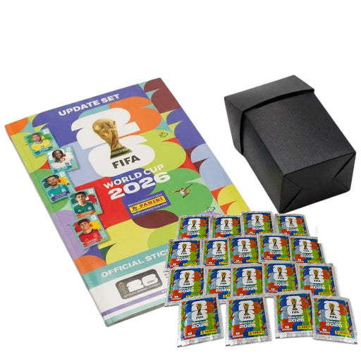 Pack Update Set Panini FIFA World Cup 2026 con 16 sobres y Deck Box negra