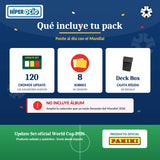 Infografía: qué incluye el pack – Update Set (120 cromos), 8 sobres y Deck Box