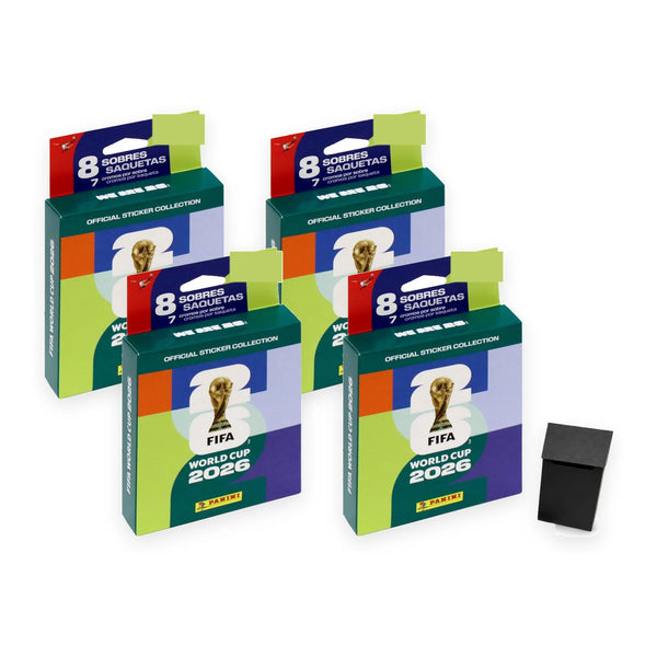 Pack de 4 ecoblísters de 8 sobres Panini World Cup 2026 y deck box