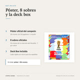 Qué incluye: póster con 30 cromos, 8 sobres y deck box