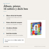 Qué incluye: álbum oficial, póster con 30 cromos, 16 sobres y deck box