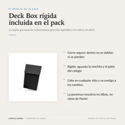 Deck box rígida incluida en el pack para guardar cromos y repetidas