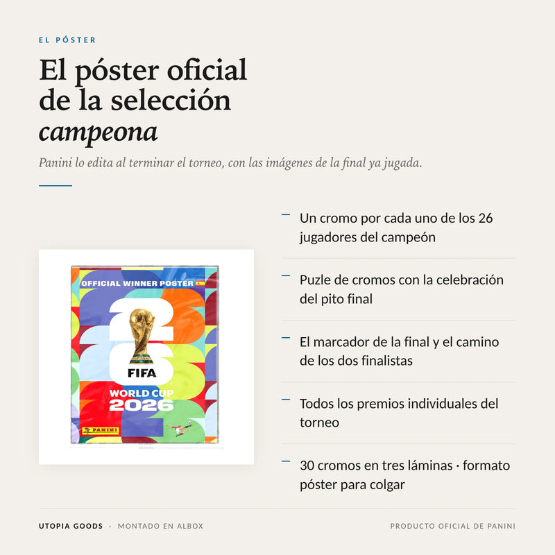 El póster del campeón: 26 jugadores, puzle de la celebración y marcador de la final