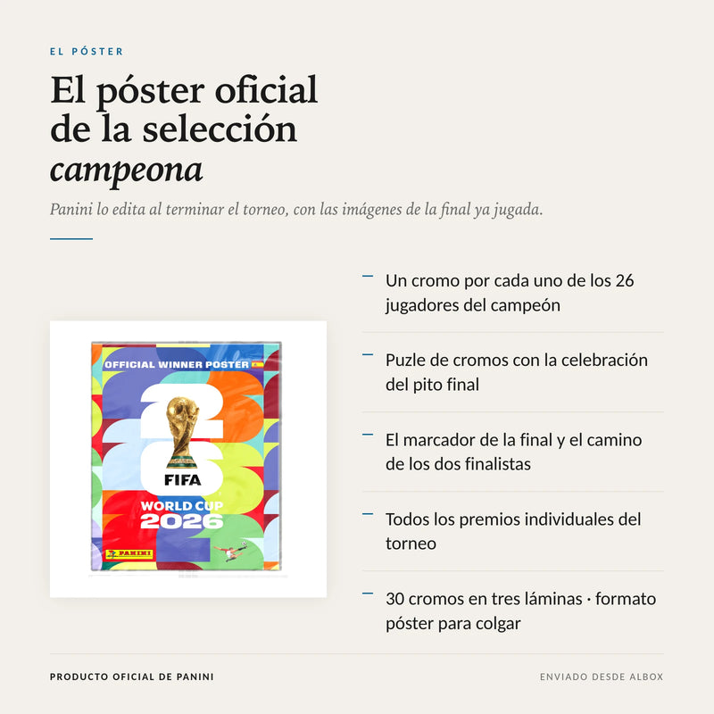 El póster recoge los 26 jugadores, el puzle de la celebración y el marcador de la final