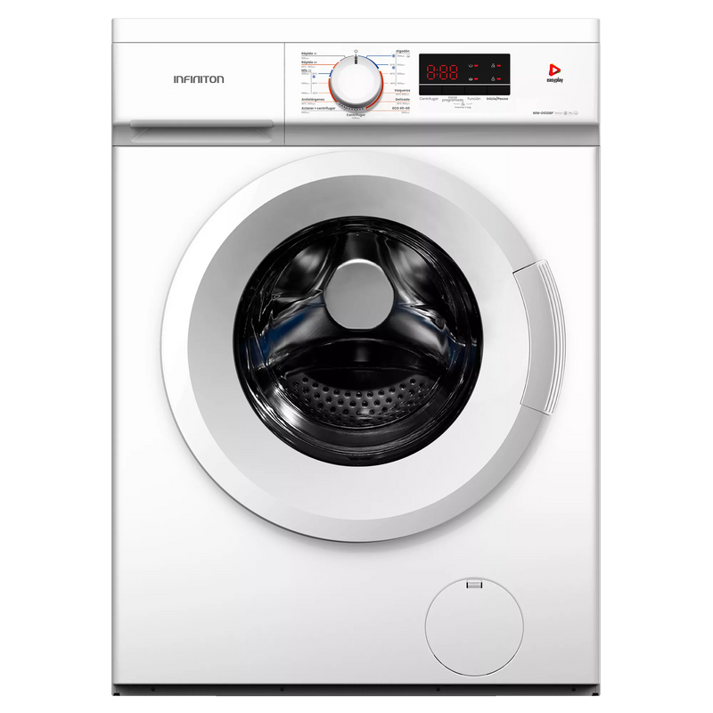 Lavadora Infiniton WM-D61DBF de 6 kg, carga frontal, 1000 rpm, clase D, fondo reducido 40 cm, color blanco