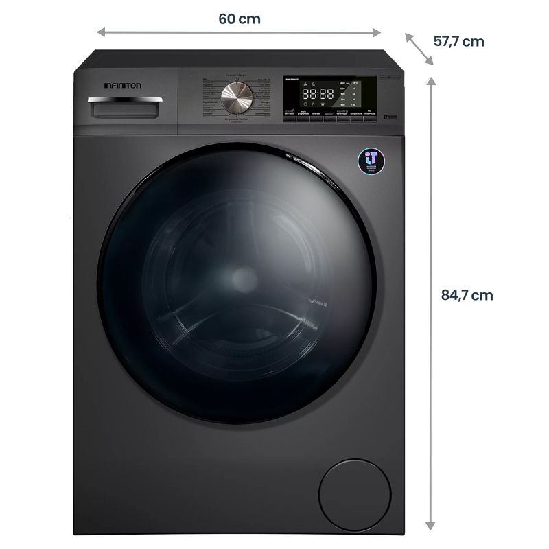 Lavadora Infiniton WM-S94ADX 9 kg Dark Inox, panel de control