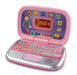 Una PC Vtech Diverpink (80196357) plateada y rosa con un teclado.