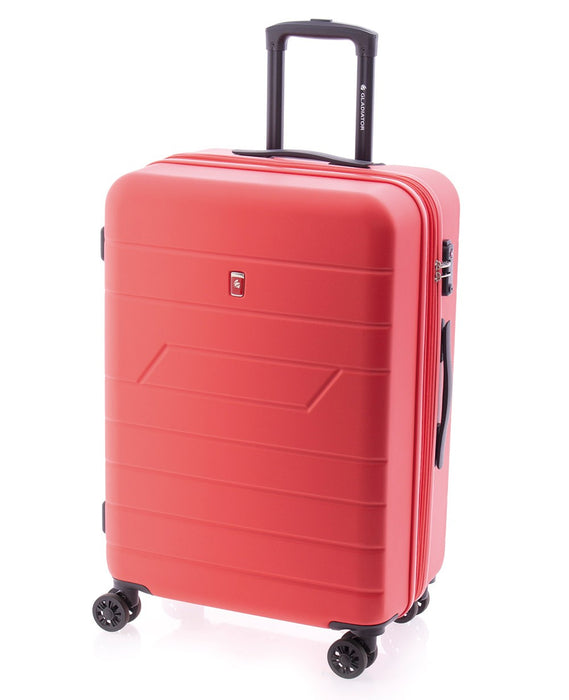 Gladiator Trolley cm ABS Cremallera Doble Ruedas TSA Extensible Rojo Mediana (431103) - Híper Ocio