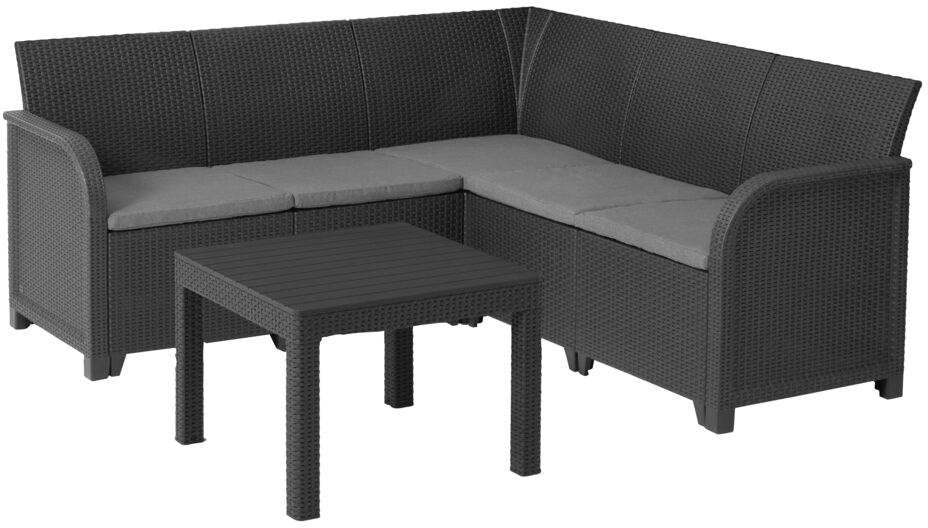 Keter Emma Corner Sofa Set 5 Seats + Graphite Color Table (17210754)