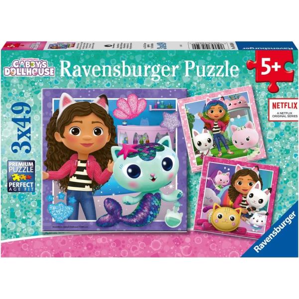 Ravensburger Puzzle 3x49 La maison de poupée de Gabby (05659)