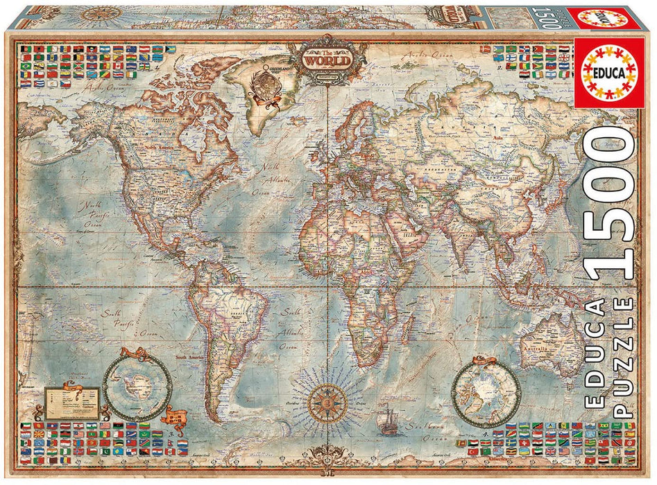 Educa Borrás Puzzle 1.500 Mapa Politico El Mundo (16005) Educa Borrás