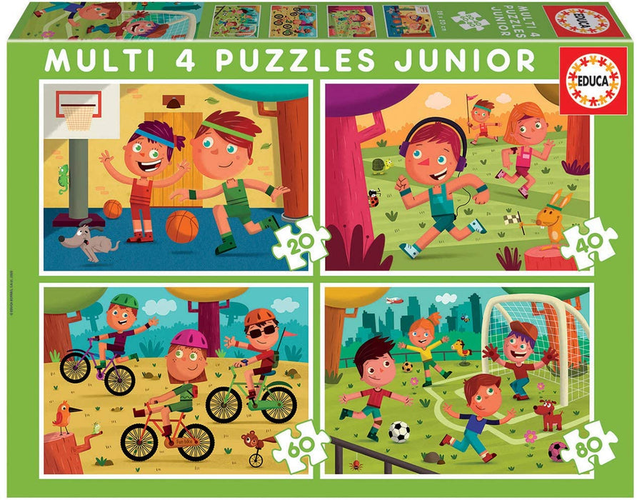 Educa Borrás - Puzzle Multipuzzles 4 JUNIOR (20-40-60-80) DEPORTES (18602)