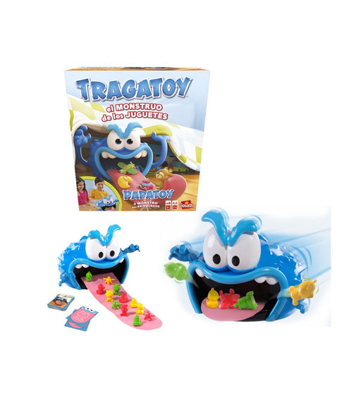 Juego Tragatoy de Goliath, el monstruo que se traga juguetes, ideal para niños a partir de 4 años.