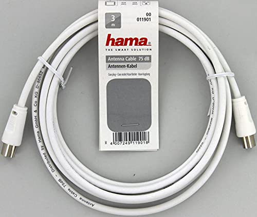 Hama Cable Antena Macho Hembra 75db 3m Blanco (11901)