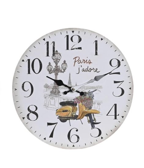 Item Reloj Pared MDF 34x4x34 Moto parisina junto al puente del alma (RE-203746PU)