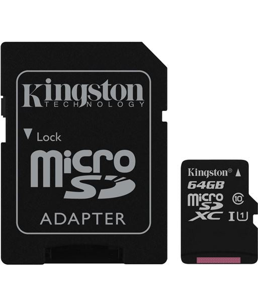 Kingston Tarjeta de Memoria MicroSDHC 64Gb canvas con Adaptador (27476)