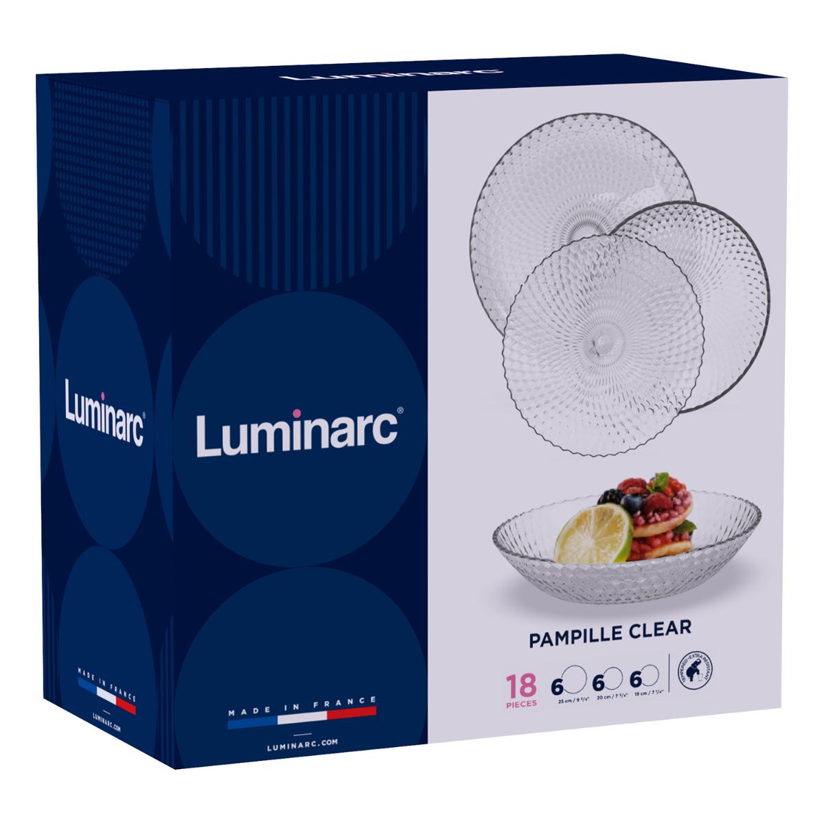 Luminarc Pampille Service de vaisselle en verre transparent 18 pièces  (001083) — Híper Ocio