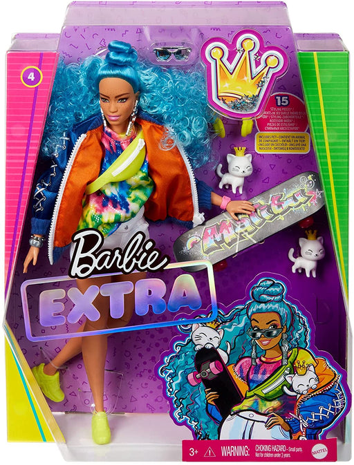 Mattel Barbie Extra Muñeca Pelo Rizado Azul y Mascota (GRN30)