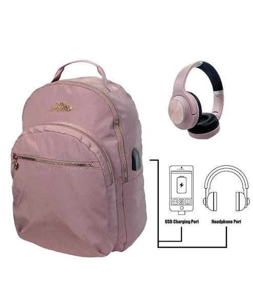 Mochila Miss Lemonade Rosa + Cascos Auriculares (063396)