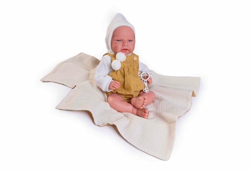 Muñecas Antonio Juan - Recien Nacido Leo Mostaza con toquilla cambiador (33345)