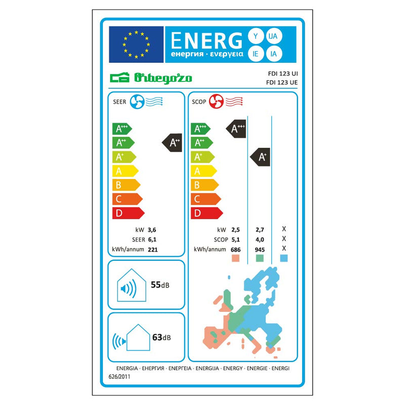 Orbegozo Aire acondicionado Inverter 3200 Frigorías A++ (FDI123)