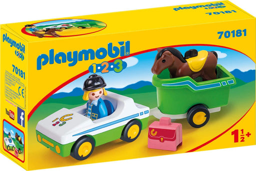 Playmobil 1.2.3. Coche Con Remolque de Caballo (70181)