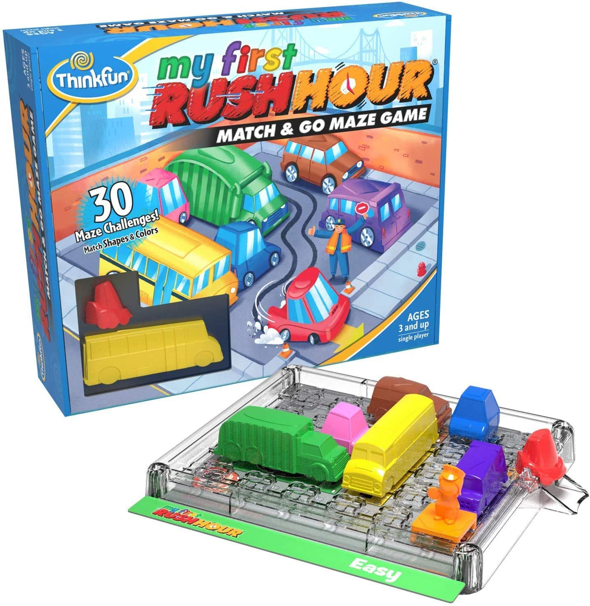 ThinkFun Rush Hour Preschool juego lógica para niños desde 3 años con piezas grandes y coloridas