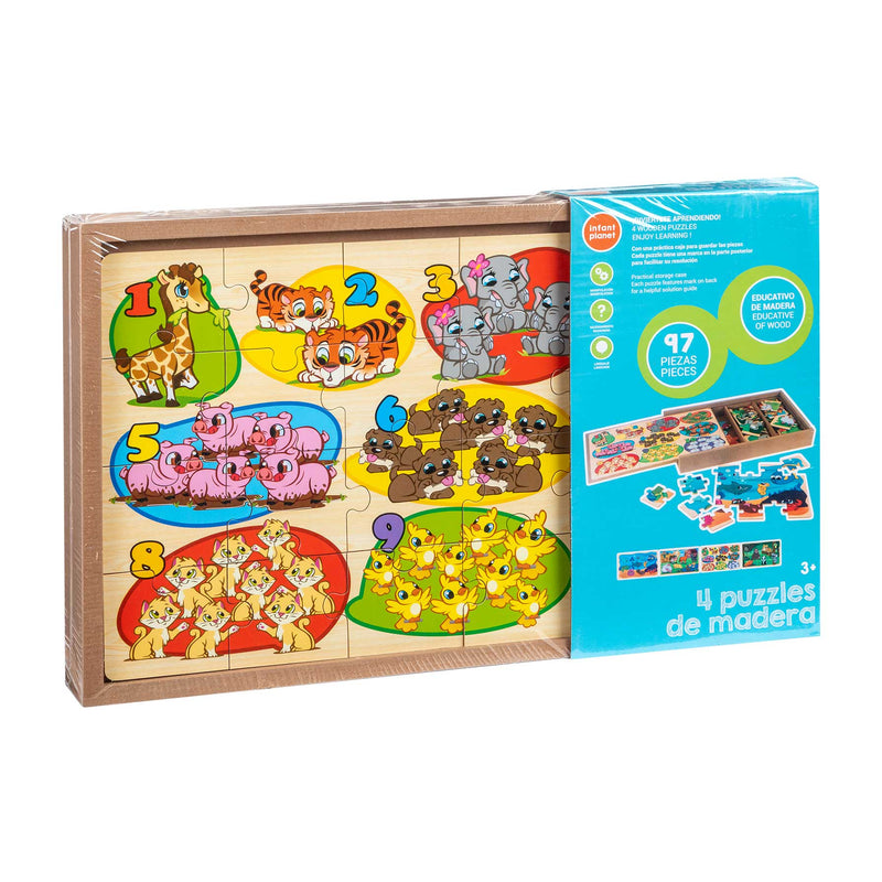 Toy Planet 4 Puzzles de Madera en 1 (007714)