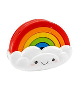 Toy Planet stacking rainbow with coloured arches on a smiling white cloud, front view