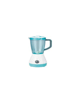 Toy Planet Licuadora Mint toy blender with clear turquoise jug and white base, front view