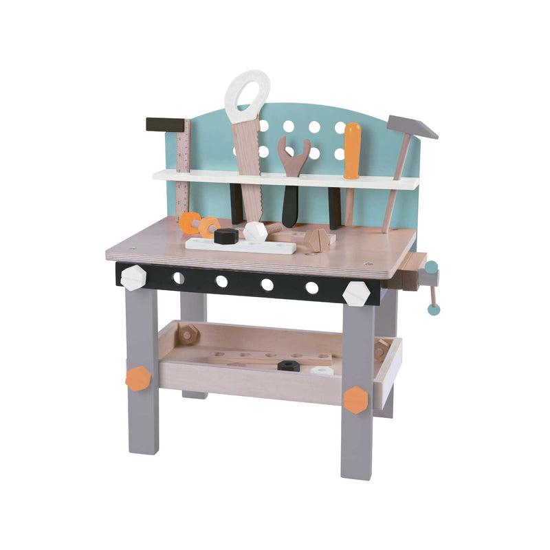 "Banco de trabajo Pequetaller Toy Planet con herramientas y accesorios incluidos."
