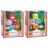 Toy Planet set de bain de 6 cubes animaux dans ses deux boîtes assorties : vache, cochon, lion, grenouille, canard et pingouin