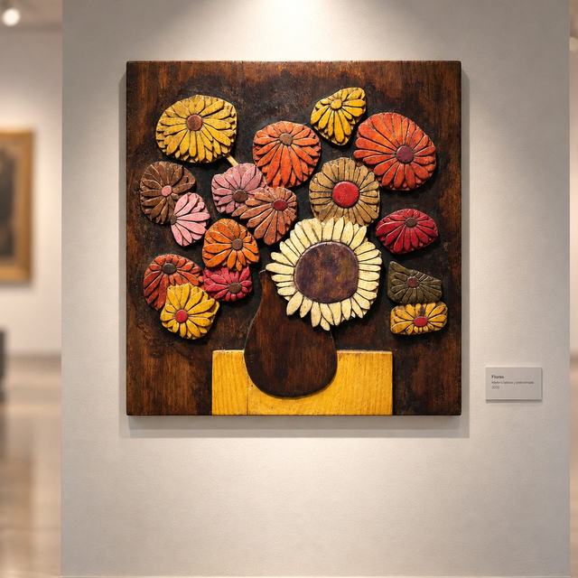 Jarrón flores, obra de Antonio Martínez Ruiz (Tallada)