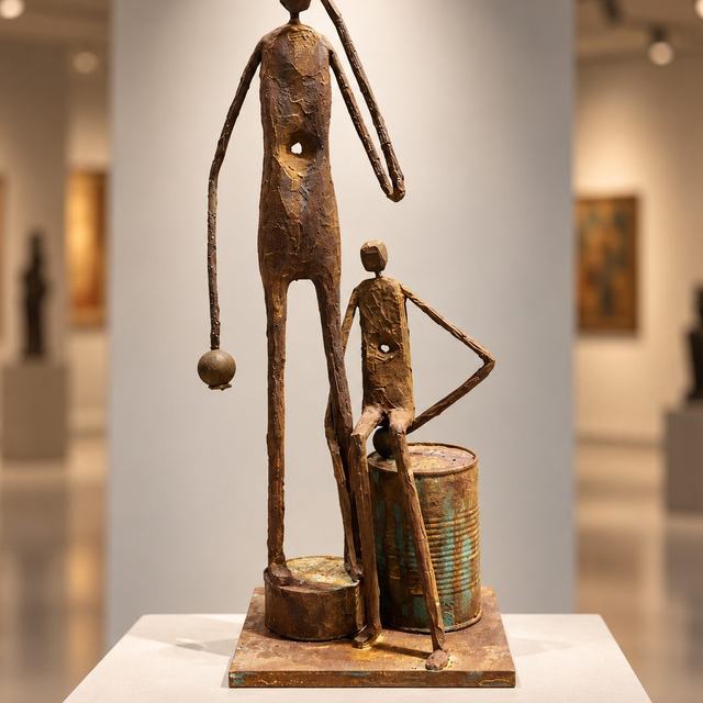 Jugando a bolos, obra de Antonio Martínez Ruiz (Óxido)