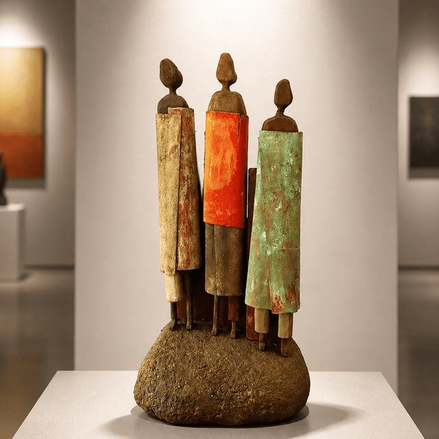 Trio sobre piedra, obra de Antonio Martínez Ruiz (Óxido)